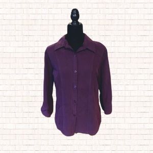 Dress Barn Woman Suede Button Down Shirt • Purple Blouse 14W 16W EUC OBO